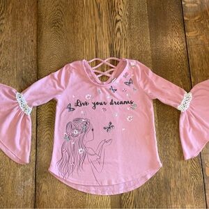 Pink Kids Shirt with Bell Sleeves